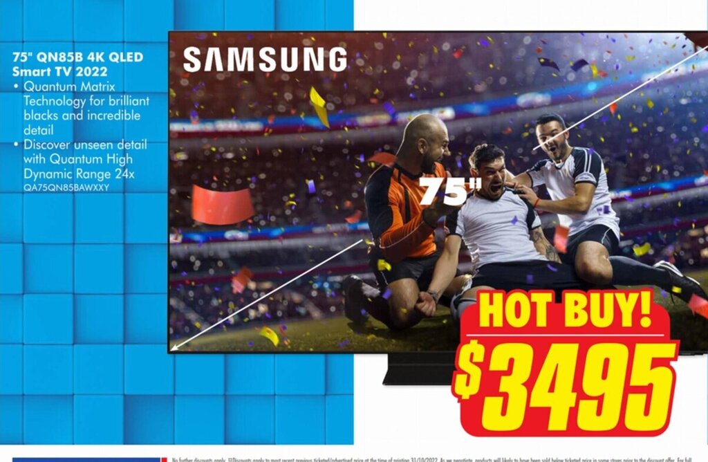 75' QN85B 4K QLED Smart TV offer at The Good Guys