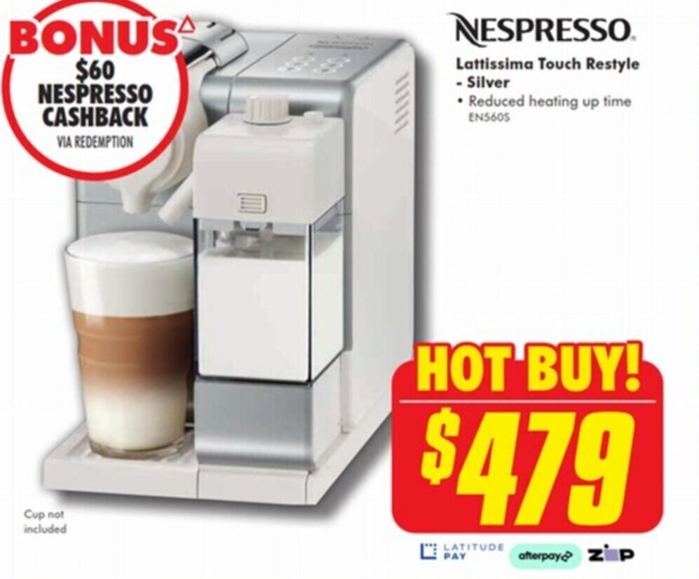 Nespresso Lattissima Touch Restyle -Silver offer at The Good Guys