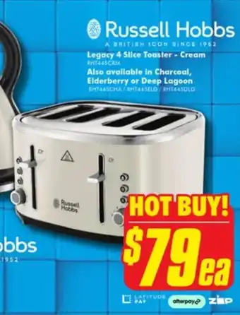 The Good Guys Russell Hobbs Legacy 4 Slice Toaster - Cream offer