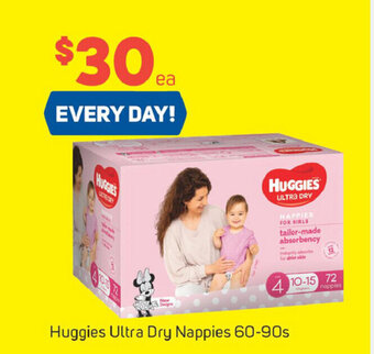 Foodland Huggies Ultra Dry Nappies 60-90s offer