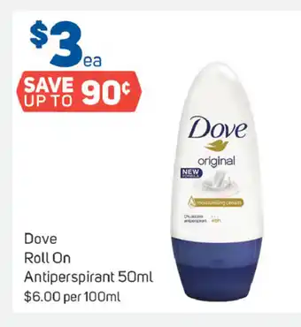 Foodland Dove Roll On Antiperspirant 50mL offer