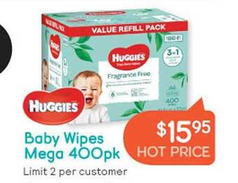Baby Bunting Huggies baby wipes mega 400pk offer