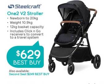 Baby Bunting Steelcraft one2 v2 stroller offer