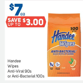 Foodland Handee Wipes Anti-Viral 90s or Anti-Bacterial 100s offer