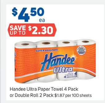 Foodland Handee Ultra Paper Towel 4 Pack or Double Roll 2 Pack offer