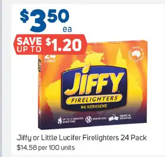 Foodland Jiffy or Little Lucifer Firelighters 24 Pack offer