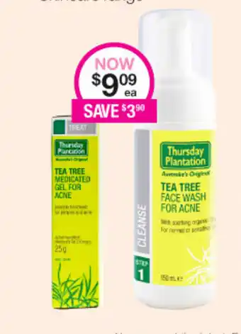 Thursday Plantation Tea Tree Medicated Gel for Acne or Tea Tree Face Wash for Acne