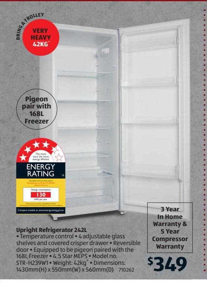 Upright refrigerator offer at ALDI