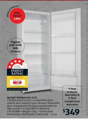 ALDI Upright refrigerator offer