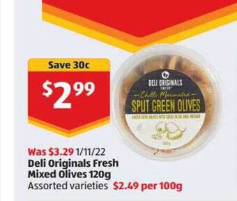 ALDI Deli originals fresh mixed olives offer