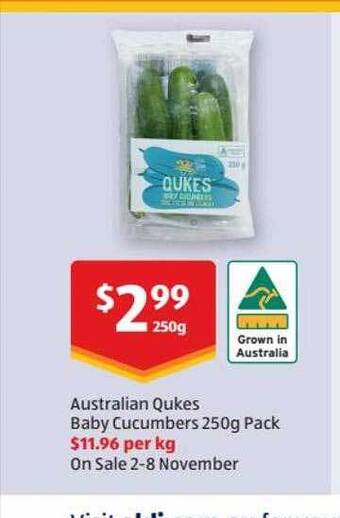 ALDI Australian qukes baby cucumbers offer