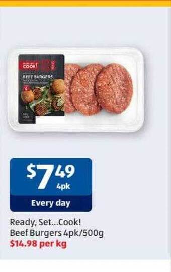 ALDI Ready, set...cook! beef burgers offer
