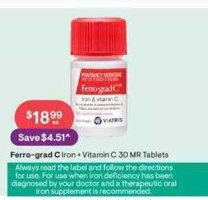 Discount Drug Stores Ferro-grad c iron + vitamin c 30 mr tablets offer