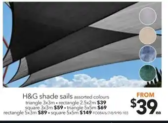Cheap as Chips H&G Shade Sails Triangle 5x5m offer