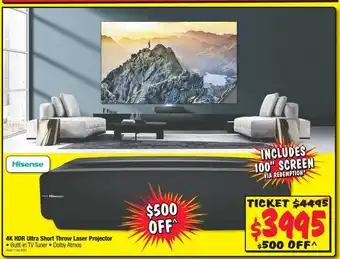 JB Hi-Fi Hisense - 4K HDR Ultra Short Throw Laser Projector - 488461 offer