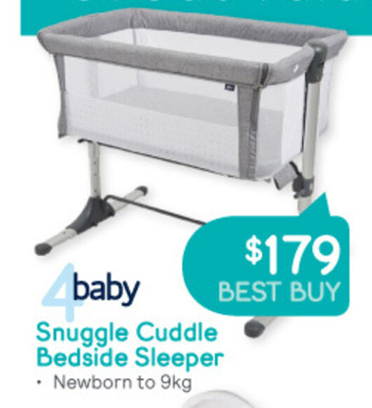 4Baby Snuggle Cuddle Bedside Sleeper offer at Baby Bunting