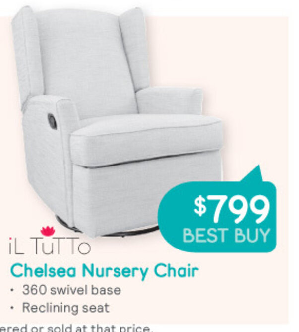 Il Tutto Chelsea Nursery Chair offer at Baby Bunting