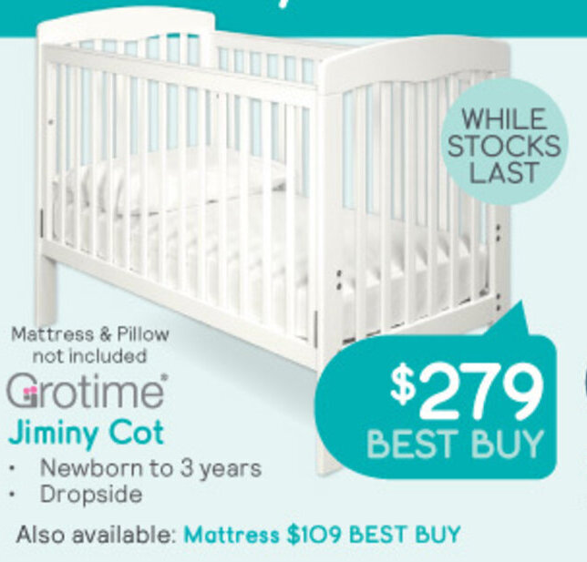 Grotime Jiminy Cot offer at Baby Bunting