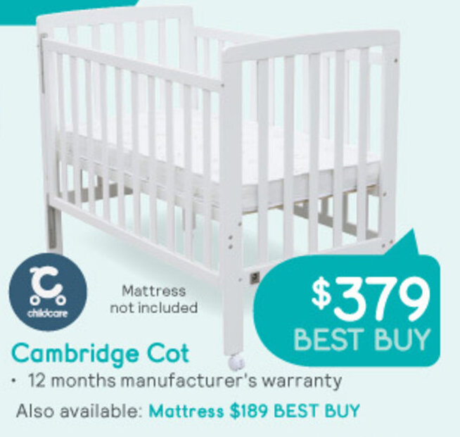 Childcare Cambridge Cot offer at Baby Bunting