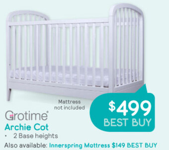 Baby Bunting Grotime Archie Cot offer