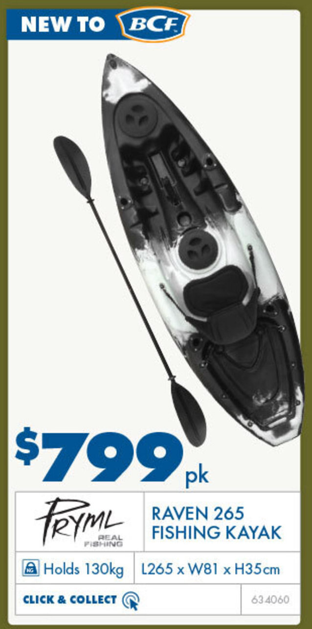 Pryml Raven 265 Fishing Kayak offer at BCF