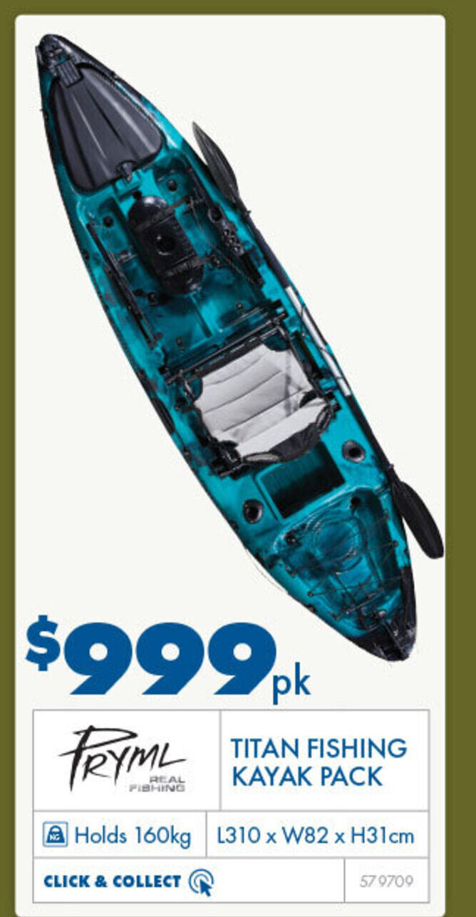 Pryml Titan Fishing Kayak Pack offer at BCF