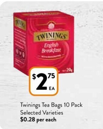 Foodworks Twinings Tea Bags 10 Pack offer
