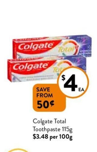 Foodworks Colgate Total Toothpaste offer