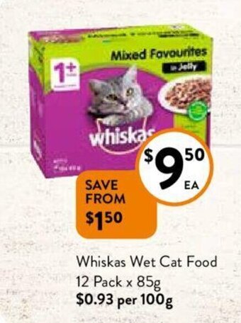 Foodworks Whiskas Wet Cat Food 12 Pack x 85g offer