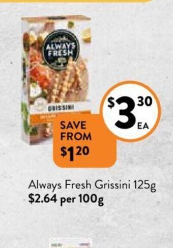 Foodworks Always Fresh Grissini 125g offer