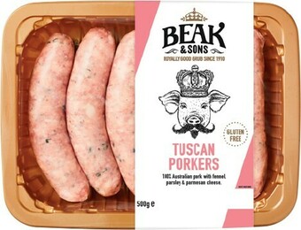 IGA Beak & Sons Sausages 500g Selected Varieties offer