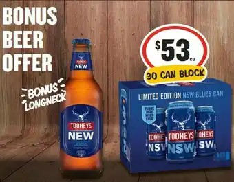 IGA Tooheys New Block Cans 375mL 30 Can Block offer