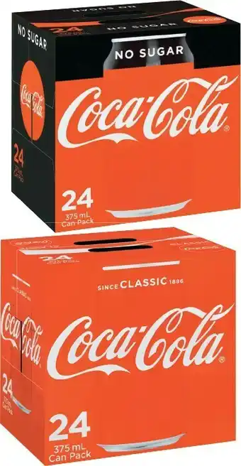 IGA Coca-Cola Cans 24x375mL Selected Varieties offer