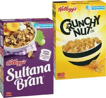 IGA Kelloggu2019s Crunchy Nut Corn Flakes, Sultana Bran or Original Special K 300-420g offer