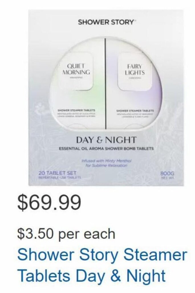 Shower Story Steamer Tablets Day & Night offer at Costco
