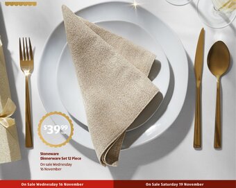 ALDI Stoneware Dinnerware Set 12 Piece offer