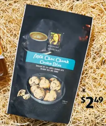 ALDI Byron Bay Milk Choc Chunk Cookie Bites 100g offer