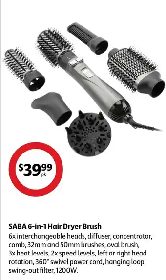Coles SABA 6in1 Hair Dryer Brush offer