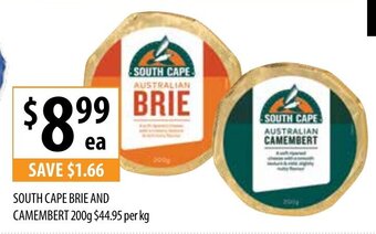 Supabarn South Cape Brie And Camembert 200g offer