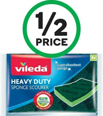 Woolworths Vileda Heavy Duty Sponge Scourer Pk 3 offer