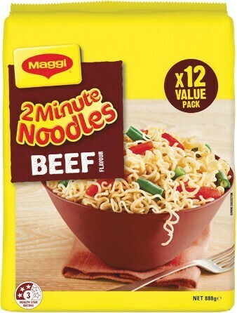 Woolworths Maggi 2 Minute Beef Noodles Pk 12 offer