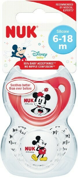 NUK Mickey Mouse Silicone Soother Pk 2
