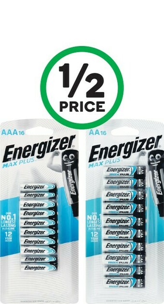 Woolworths Energizer Max Plus AA or AAA Pk 16 offer