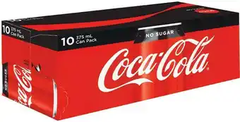Woolworths Coca-Cola, Sprite or Fanta Soft Drink Soft Drink Can Varieties or Mount Franklin Lightly Sparkling 10 x 375ml offer