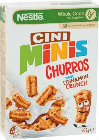 Coles Nestlé Cini Minis Churros Cereal 360g offer