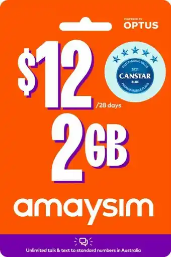 Coles amaysim $12 SIM offer
