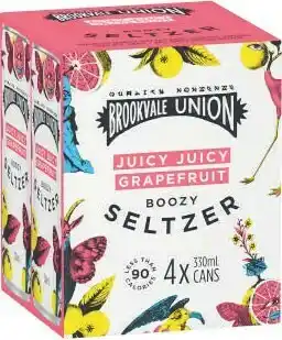 Coles Brookvale Union Juicy Grapefruit Seltzer Cans 4x330mL offer