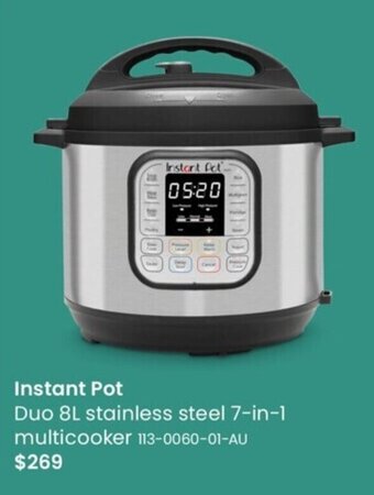 Myer Instant Pot Duo 8L Stainless Steel 7 in 1 Multicooker offer
