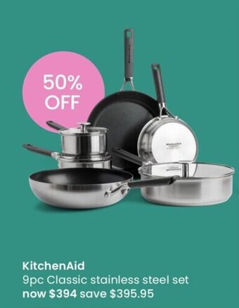 Myer Kitchenaid 9pc Classic Stainless Steel Set offer