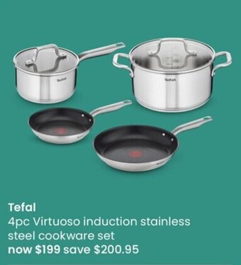 Myer Tefal 4pc Virtuoso Induction Stainless Steel Cookware Set offer